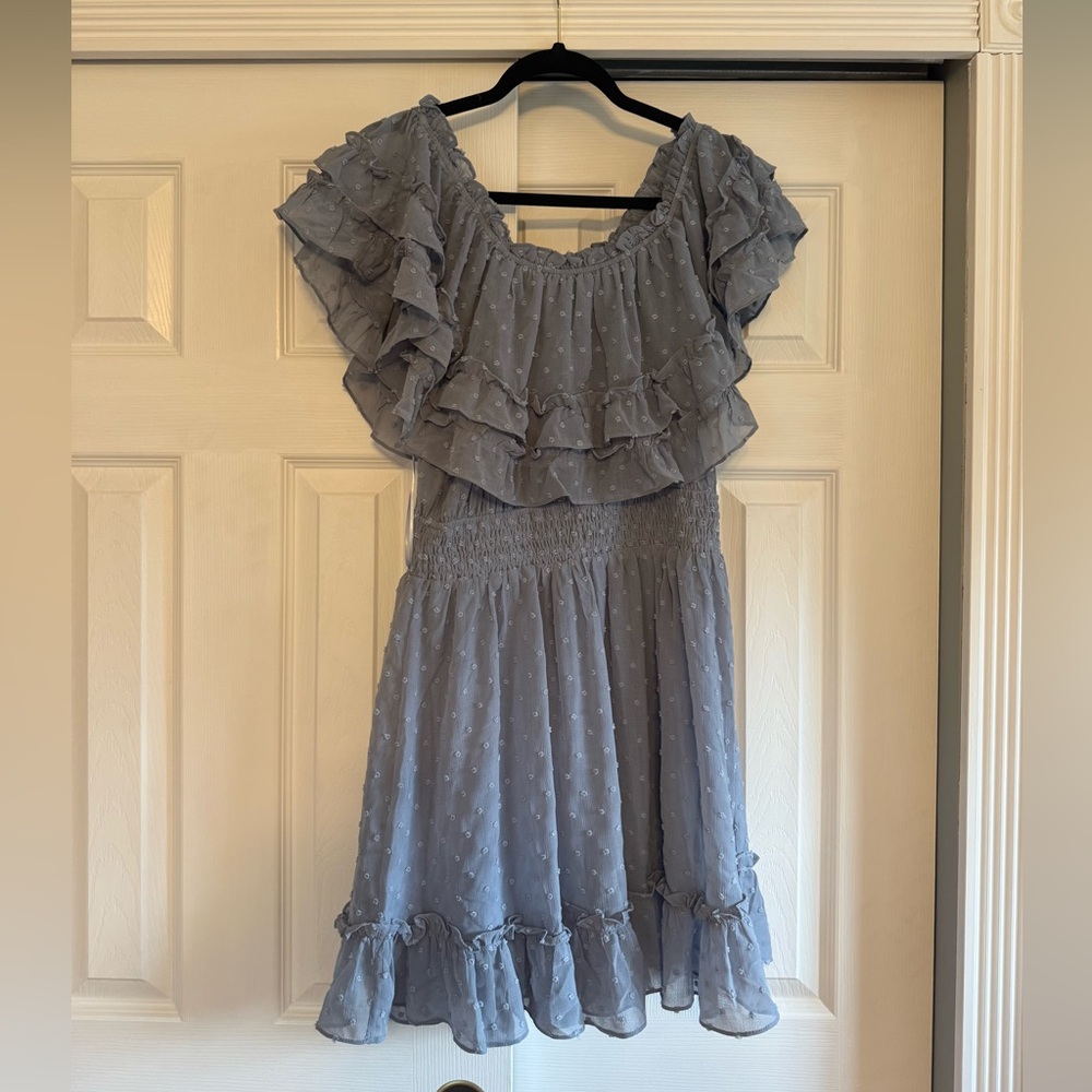 Bluivy Blue Ruffled Tiered Midi Sundress